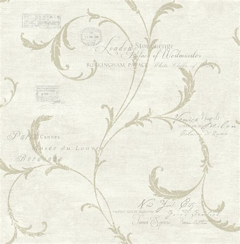 Vintage Scroll Wallpaper in Antique Gold from the Vintage Home 2 Colle ...