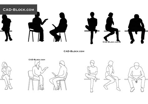 People sitting CAD blocks download free