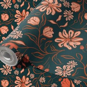 Blue and Pink Boho Floral Wallpaper Peel and Stick or Traditional ...