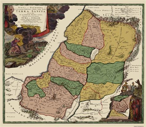 Historic Map - Judea Israel Terra Sancta Province - Homann 1707 - 26.3
