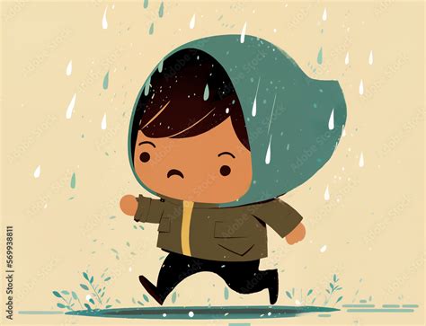 cartoon boy running    rain ai stock illustration adobe stock