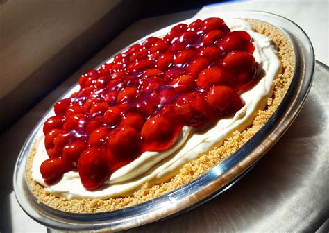 Homemade cream cheese pie with cherry topping | Scrolller