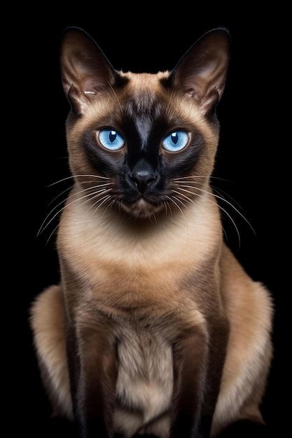 premium ai image cute blue eyes portrait   siamese cat