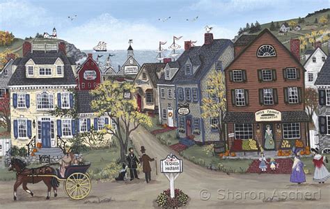 Pequod Harbor, Folk Art Painting by Folk Artist Sharon Esther Ascherl