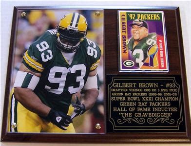 Gilbert Brown #93 Green Bay Packers Hall of Fame Photo Card Plaque ...