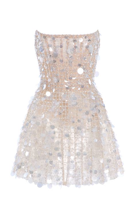 Carolina Herrera Paillette-embellished Mini Dress In Nude | ModeSens