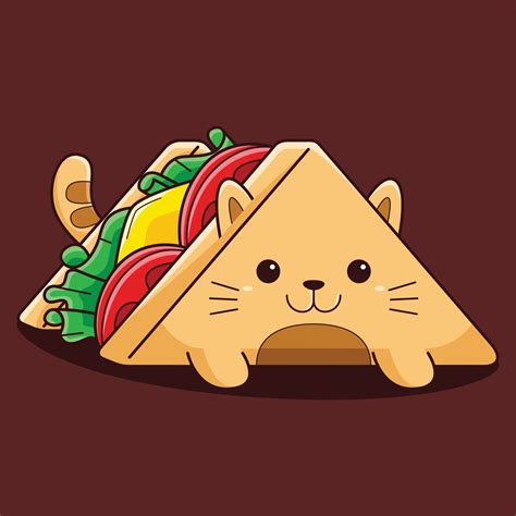Cute sandwich cat illustration with flat cartoon style. 2175679 Vector