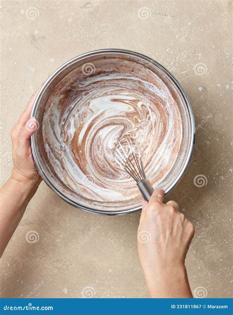 Chocolate Cake Dough Making Process Stock Image | CartoonDealer.com