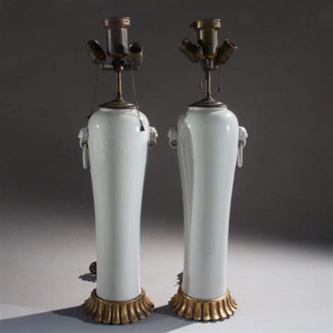 Pair of White Chinese Porcelain Lamps - Manhattan Art and Antiques Center