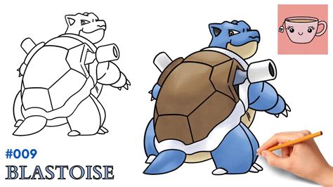 How To Draw Blastoise | Pokemon #009 | Easy Step By Step Drawing ...