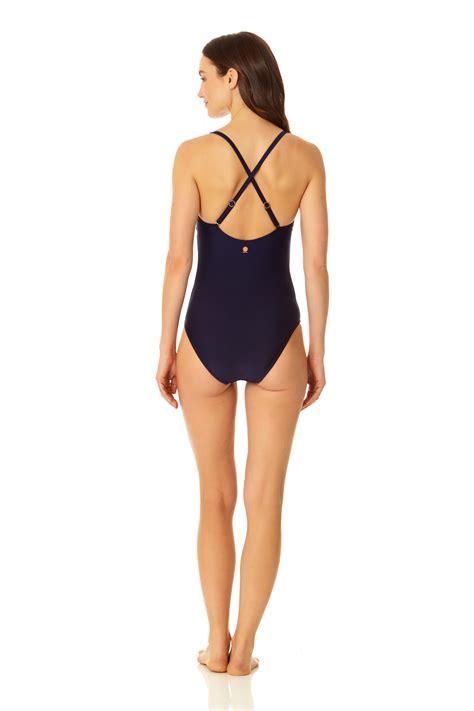 Women's Cross Back One Piece Swimsuit in Midnight - Coppersuit