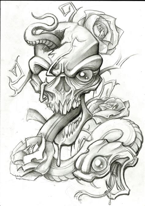 Snake and Skull by stephcand on DeviantArt