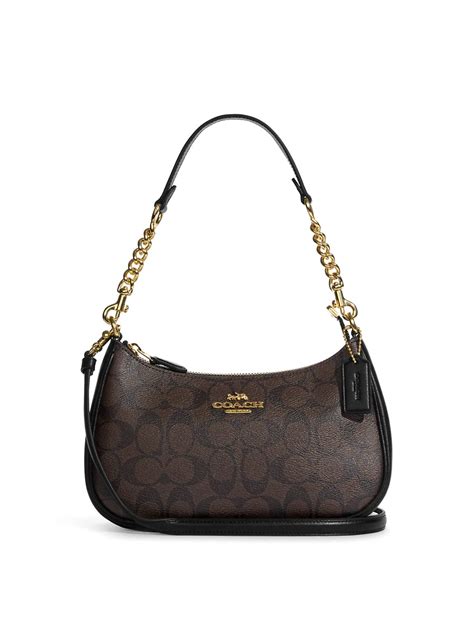 Coach Teri Shoulder Bag Signature Brown Black - Averand