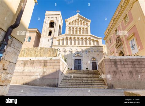 Cagliari, Sardinia island, Italy - December 12, 2019: Neo Gothic facade ...