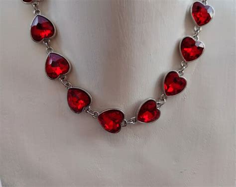 Sparkly Heart Necklace // Queen of Hearts Necklace - Etsy