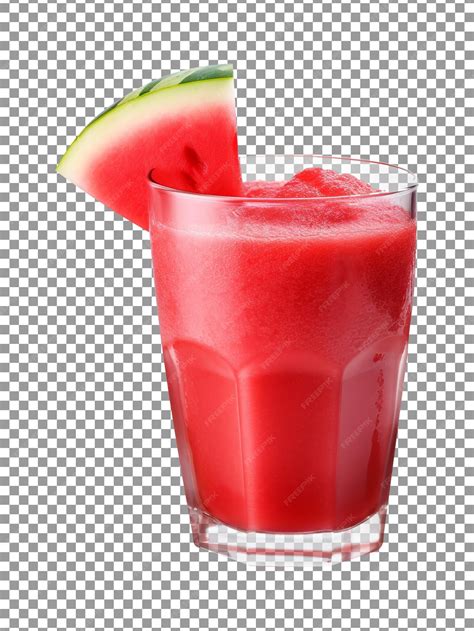 premium psd fresh watermelon juice glass isolated  transparent