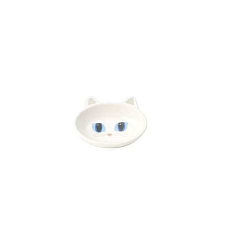 Stoneware Frisky Kitty Cat Bowl, 5.5" Oval White - Posh Pets Australia