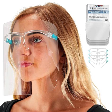 TCP Global Salon World Safety Face Shields with Glasses Frames (Pack of
