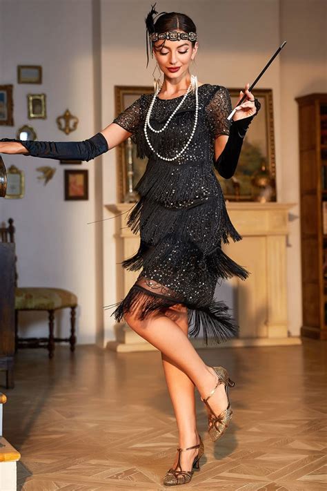 black beaded gatsby fringed flapper dress  flapper dress gatsby