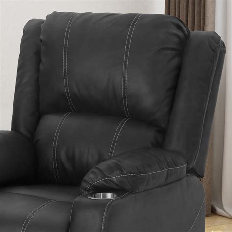 Sophia Traditional Leather Recliner with Steel Cup Holders – GDF Studio