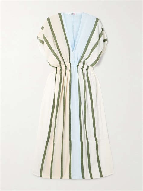 LEMLEM Leila striped cotton-blend coverup | NET-A-PORTER