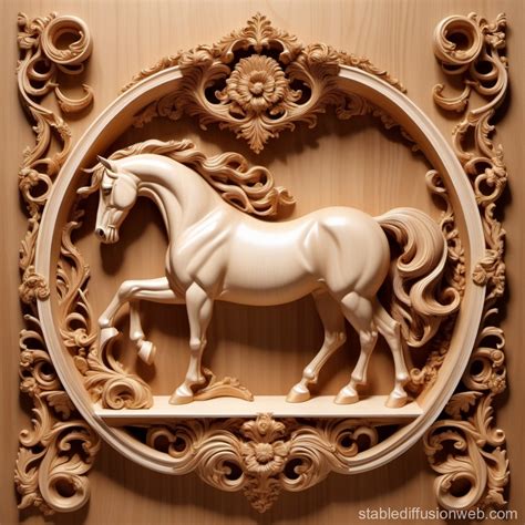 3D Wood Carving of a Horse | Stable Diffusion Online