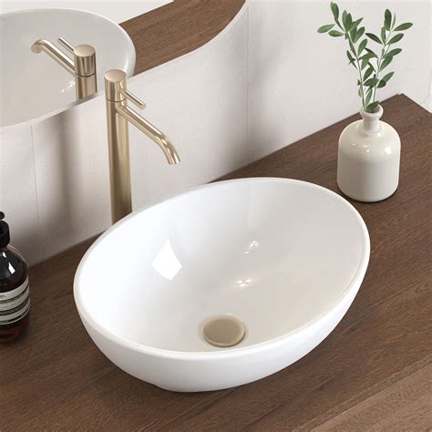 Snapklik.com : Bathroom Vessel Sink, Bowl Sink White Vessel Sink Oval