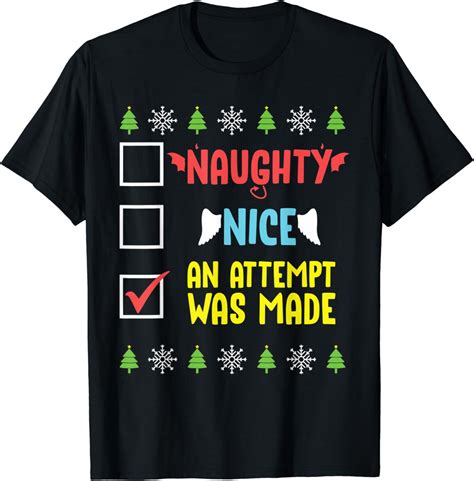 Amazon.com: Naughty Nice An Attempt Was Made Funny Christmas Pajama T ...