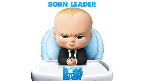 Animated illustration of baby on high chair with Born Leader Boss Baby ...