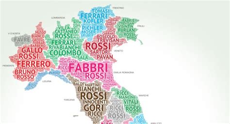 mappa dei cognomi quelli piu diffusi  italia