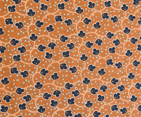 Terracotta Orange With Navy - Beaute Quilt Fabrics