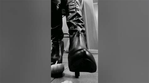Leather Knee Boots Heel short #giantess #crushing #boots #trampling # ...