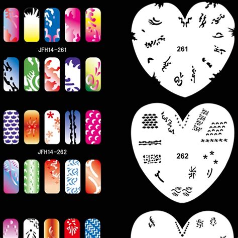 Airbrush Nail Art Stencil Set 14, 20 Sheet Stencil Set with an Average of 16 Different Nail Art ...