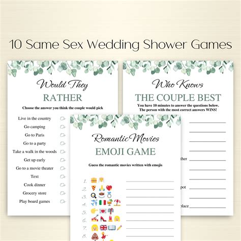 10 Printable Same Sex Wedding Shower Games Same Sex Shower - Etsy