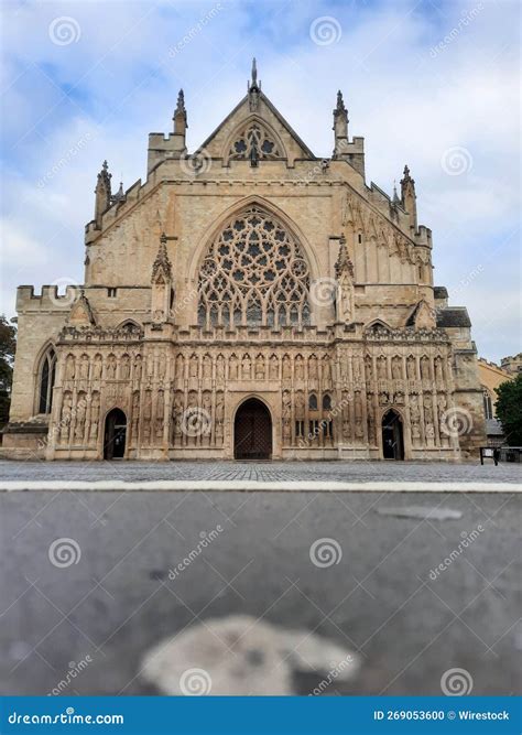 Vertical of the Skyline of the Exeter Cathedral in Exeter, Engalnd