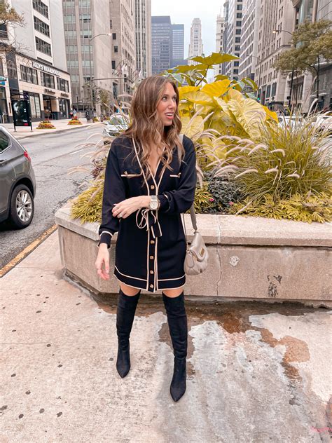 fall outfit chanel inspired dress  revolve notes  jo