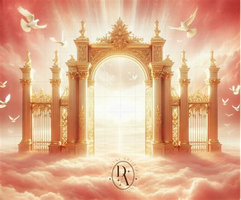 Red Heaven Gates in Loving Memory Template Memorial Button Pin