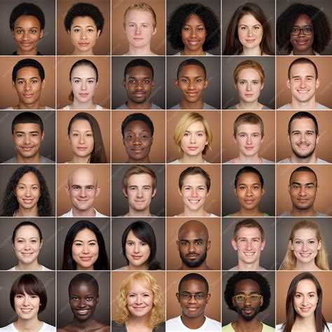 Premium Photo | An image showing grid of the faces of many different