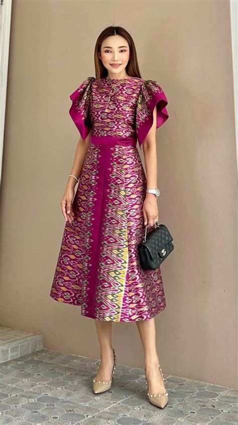 dress batik wanita modern model pakaian guru baju tenun baju pesta