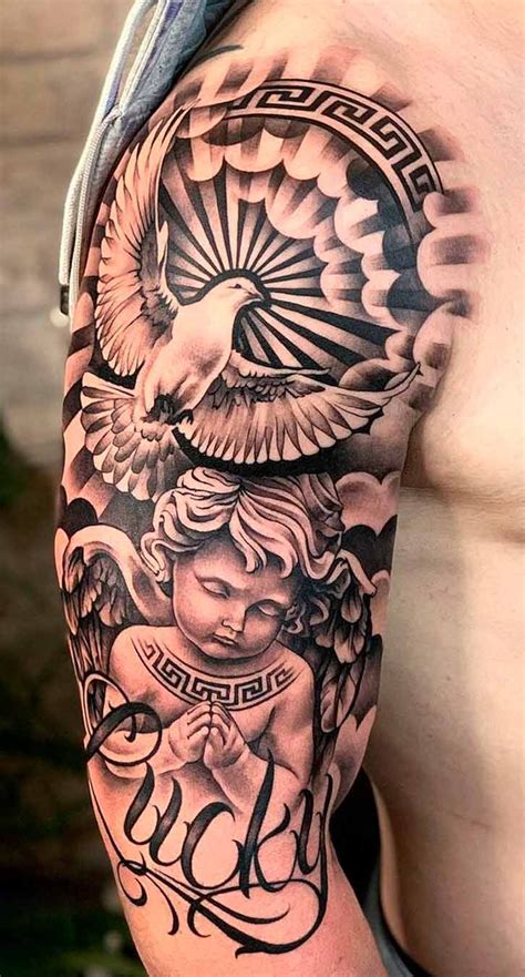 Melhores Tatuagens Masculinas No Ombro - Tatuagens De Anjos No Ombro