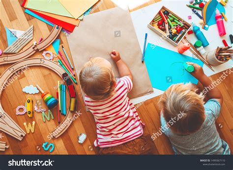 kids draw  crafts children educational stock photo