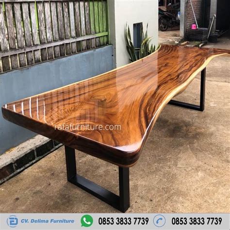 meja kayu solid besar panjang  cm glossy firniture jati jepara