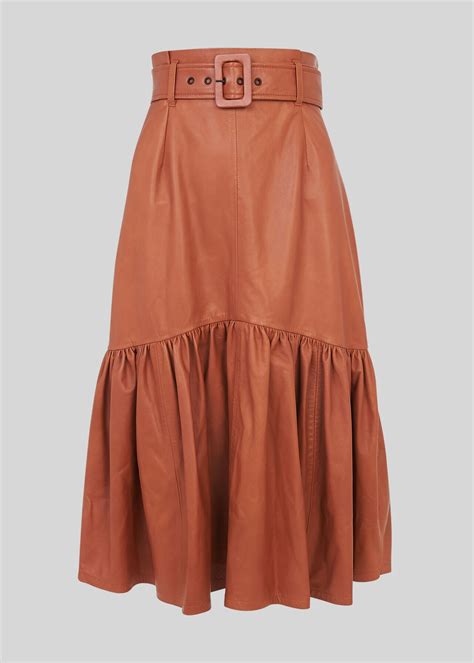 Belted Leather Skirt