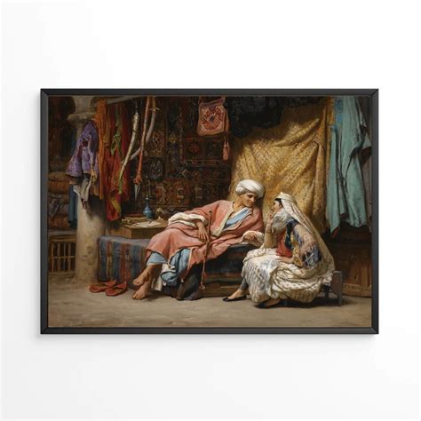 Printable Arabic Couple Talking Oil Painting, Vintage Arabic Wall Art