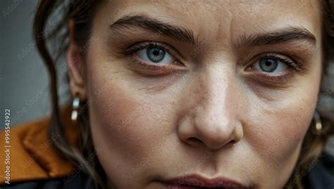 intense gaze  womans piercing blue eyes stare
