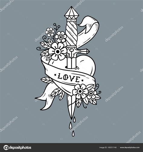 Gagger piercing heart with dripping blood.Love Stock Vector Image by