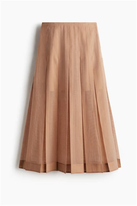 Sheer pleated skirt - Dark beige - Ladies | H&M IN