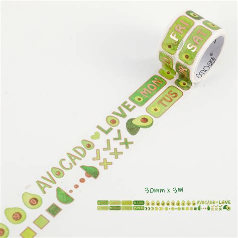 Avocado Design Washi Tape - 30 mm × 3 m | MoshiMoshi UK