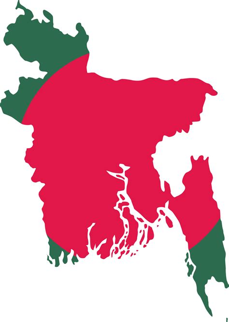 Bangladesh map city color of country flag. 12177335 PNG
