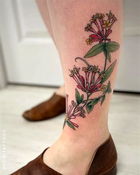 Beautiful Design Ideas For A Tattoo Honeysuckle That Represents Happiness And Affection In Your Life Journey